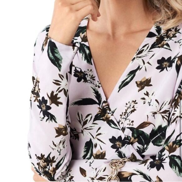 Diane von Furstenberg Elle Floral Silk Long-Sleeve Wrap Midi Dress size medium - Picture 9 of 10